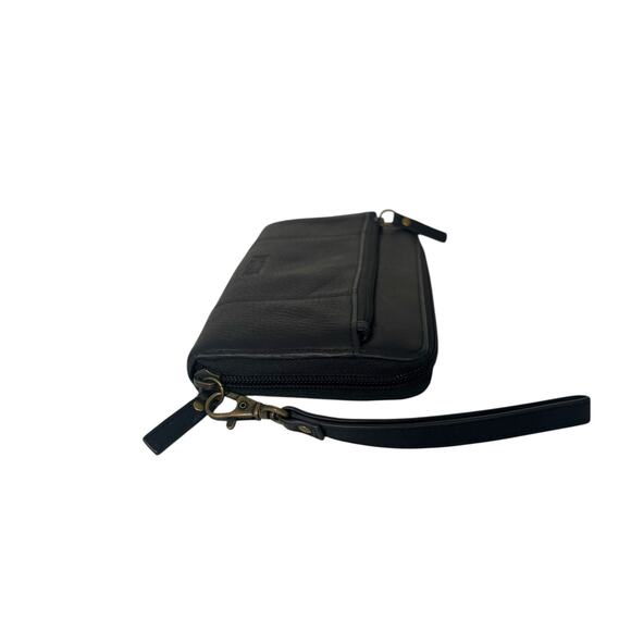Duluth Trading Lifetime Leather Black Wristlet Wallet Clutch Zip Around Organize - Picture 6 of 10